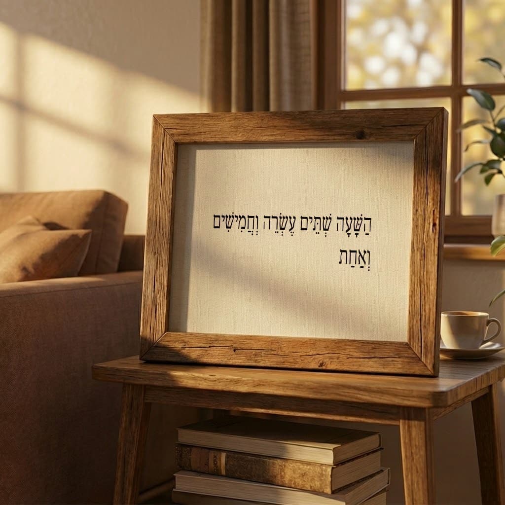 E-Ink word clock frame displaying time in English