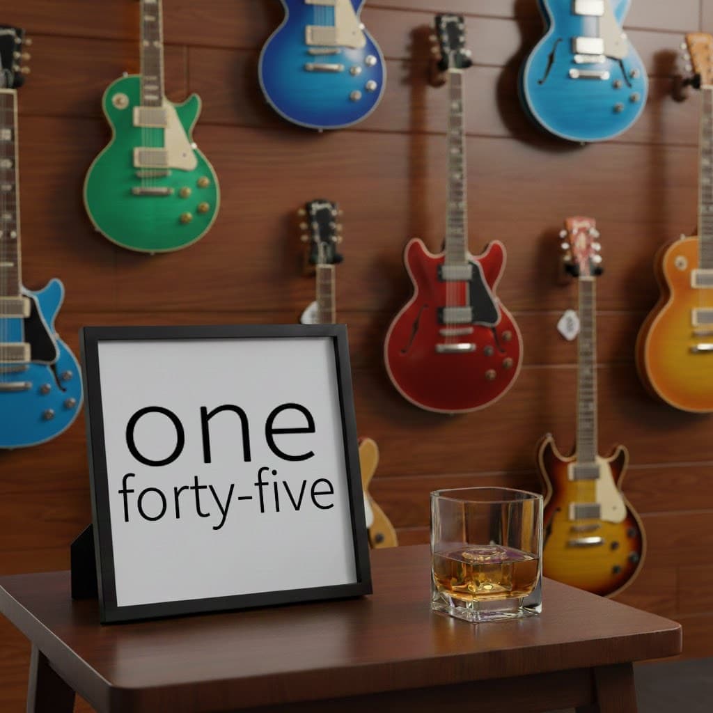 Word clock frame mounted on living room wall